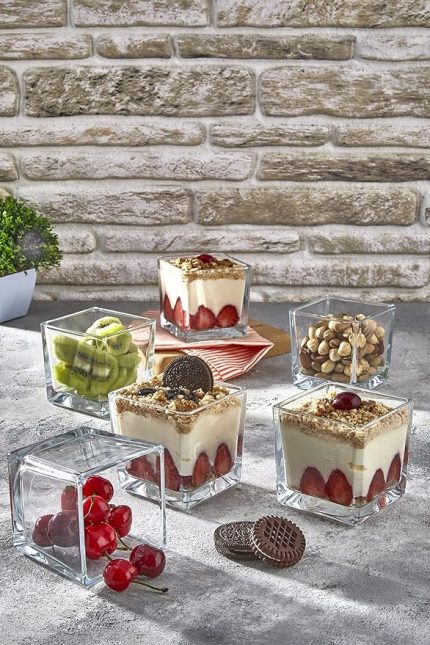 6nan lı Magnolia Cup Kase Cam Magnolya Puding Tatlı Dondurma Kasesi Sunum Seti, İli̇va