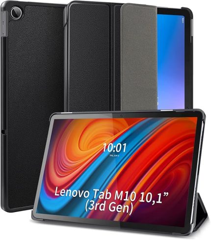 Kılıf için Lenovo Tab M10 (3rd Gen) 10.1" - İnce Akıllı Koruyucu Kılıf Stand ve Otomatik Uyku/Uyandırma Fonksiyonu ile için Lenovo Tab M10 (3. Nesil) 10,1 inç Kılıf TB328FU/TB328XU, Siyah