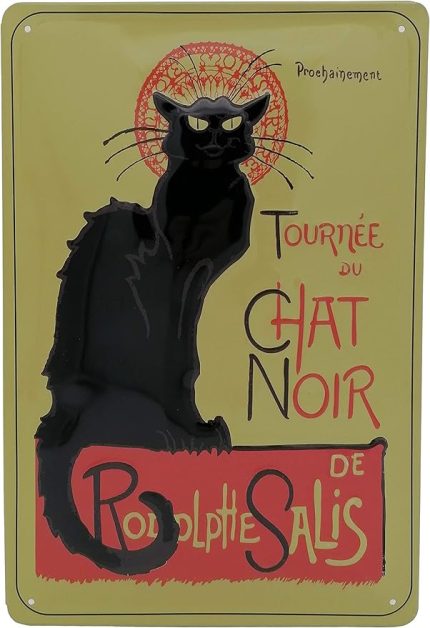 Relief-Schilder hier... Chat Noir, Paris, Kabartmalı Sac Levha 20 x 30 cm, Retro Kabare Revue Poster Metal Levha Mıknatıs