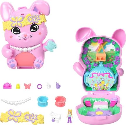 POCKET™ Tavşancığın Çay Partisi Mini Oyun Seti Polly Pocket Tavşancığın Çay Partisi mini oyun seti, 1 mikro bebek ve evcil tavşanlar, stil aksesuarlarının yer aldığı seyahat oyuncağı JCR40