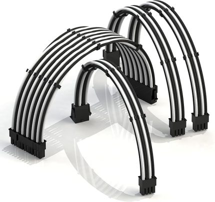 ile PSU kablo uzatma Zarflı GPU Ismarlama PC güç kaynağı | 1x 24 P (20 + 4) | 1x 8 P (4 + 4) İşlemci | 2x 8 P (6 + 2) grafik işlemcisi grubu | 30CM 300MM - Beyaz Siyah