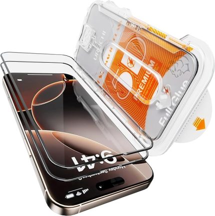 iPhone 15 / iPhone 16 Ekran Koruyucu [2'li Paket] - HD Çözünürlük, Toz Bırakmayan Kolay Kurulum, 5D Siyah Çerçeve, Güçlendirilmiş Kenar Koruması, Darbelere Dayanıklı Cam [iPhone 15/16 6.1"]