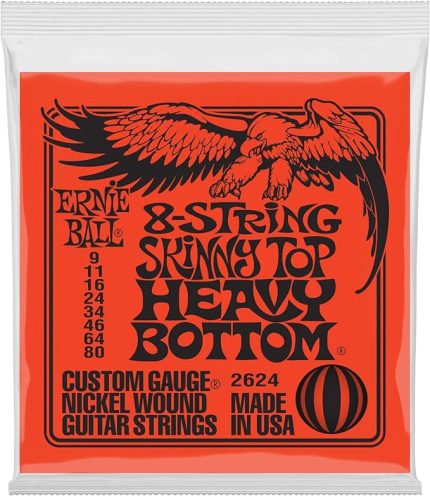 Ball Sıska Üst Ağır Alt Slinky 8-String Elektro Gitar Telleri, Ölçü 9-80