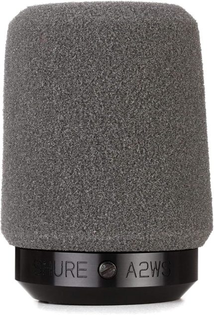 A2WS Kilitli Mikrofon Ön Cam - İstenmeyen Nefes ve Rüzgar Gürültüsünü Azaltır, Gri - SM57 ve 545 Serisi Mikrofonlarla Uyumlu (A2WS-GRA)