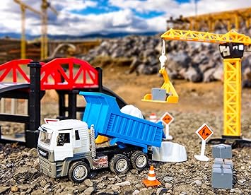 by Battat - IR Çocuk Damperli Kamyon ve Aksesuarlar için - Pretend Toy, Signs, Beams, & More - 3 Yıl - İnşaat Vinç Oyun Seti (62 adet), Çok renkli (Branford Ltd. WH1273Z) - Görsel 5