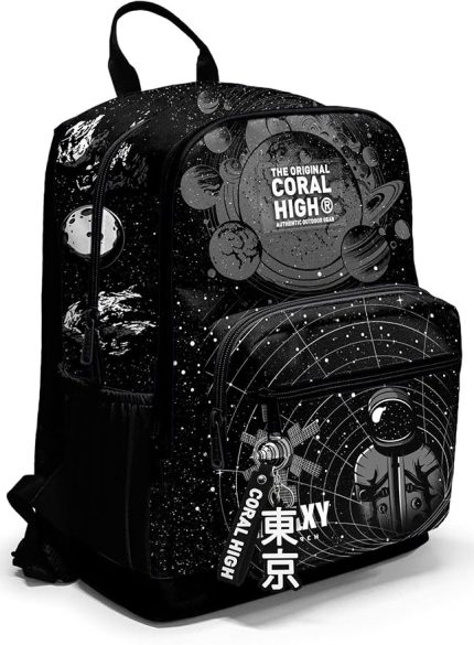 High Dört Bölmeli Siyah Galaxy Ortaokul Çantası - Erkek Çocuk