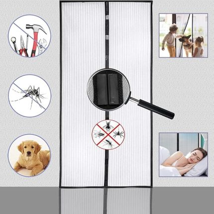 Mıknatıslı sineklik, kapı sinekliği, böcek koruması, 95 x 210 cm, mıknatıslı perde, balkon, kiler ve teras kapısı için idealdir, delmeden kolayca yapıştırılabilir, kısaltılamaz (80 x 210)