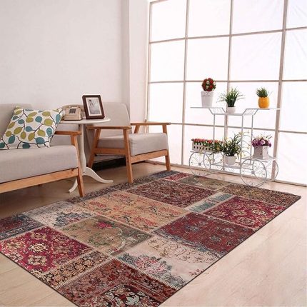 Dizayn Cortez Desenli Pamuk Tabanlı Yıkanabilen Kaydırmaz Antibakteriyel Salon Halısı 160x230