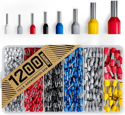 Sıkma Pimleri Seti 1200 Parça - DIN Standartlarına Göre Sıralanmış Kablo Pabucu Çeşitleri - [0,5-10 mm²] - Sıkma Pimleri Seti - Sıkma Terminalleri - Yüksükler