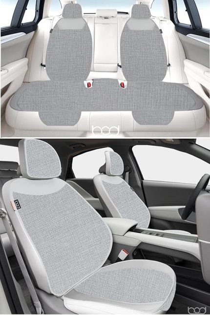 Keten Terletmez Oto Koltuk Minderi Seti Koltuk Koruma Kılıfı Yalı Serisi Ön Arka Set Gri