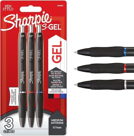 Sharpie S Gel Jel Mürekkepli Kalem, 0.7 Mm, Siyah, Mavi, Kırmızı - 3'Lü Bls