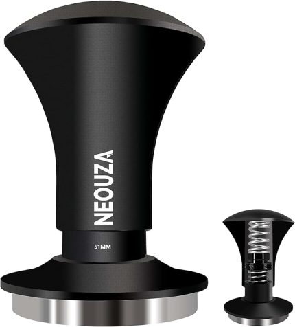 Espresso Tamper V2 Kahve Makinesi Portafilter için Çift Kalibre Edilmiş Yaylı, Basınç Önleyici Sapma, Rafine Kol, Paslanmaz Dalgalanma Tabanı (53,3 mm)