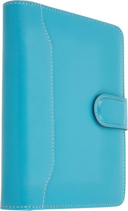 5159 Ajanda TARİHSİZ Çizgili 14x20 cm. Ajanda/Defter Hesap Makineli Suni Deri Organizer, Turkuaz