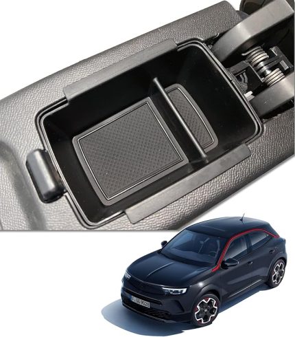 Renk】Opel Mokka B 2020-2023 2024 Araba Orta Konsol Saklama Kutusu Kolçaklar Düzenleyici Tepsi Aksesuarları Kaymaz Paspaslı (Siyah) ile Uyumlu