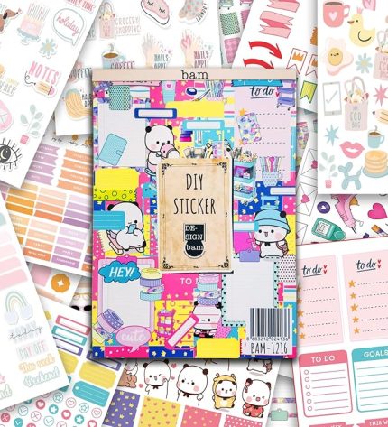 Power My DIY Sticker Book 24 * 17 cm 16 Sayfa Özel Tasarım Rengarenk Sticker Kitabı