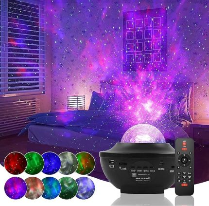 BLUE INTER Galaksi Gökyüzü ve Yıldızları Yansıtan Gece Lambası Hoparlör Özellikli LED Rgb Işıklı Uzaktan Kumandalı 3 Farklı Aydınlık Seviyesi Telefon ile Bluetooth Bağlantı 13CM x 16CM SP17