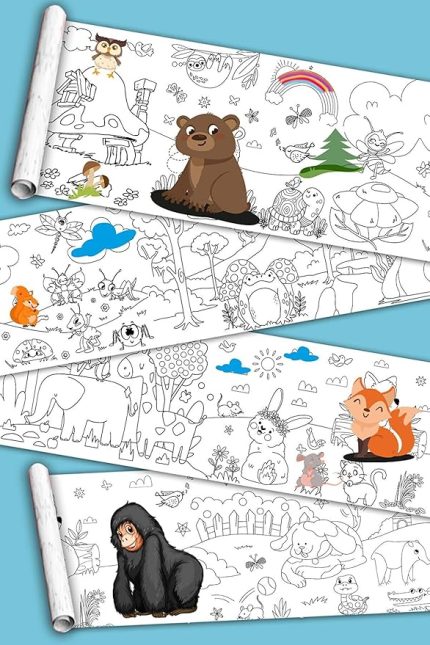 Dostlar - Hayvanlar Alemi - Dev Boyama Kağıdı - Boyama Rulosu - Büyük Boy 5 Metre Uzunluk