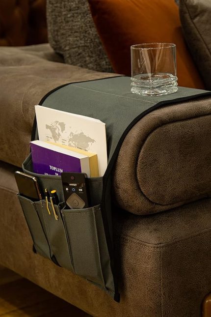 Kumandalık Dergi Gazete Düzenleyici Koltuk Kenarı Örtü (Haki)