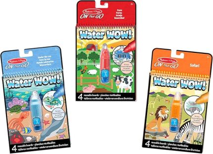 & Doug Water Wow 3’lü Set Çiftlik, Safari ve Deniz Altında suyla renklenen boyama seti, aktivite seti, seyahat, 3+ yaş, erkek veya kız çocuklar için hediye, çok renkli, 45003