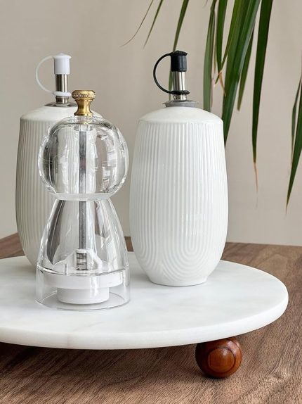 Mermer 25 Cm Dekoratif Stant Ahşap Misket Ayaklı Sunumluk