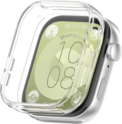 Huawei Watch Fit 3 için 360° Kasa Koruyucu Kılıf Yumuşak TPU Ekran Koruyuculu Dokunmatiği Etkilemeyen Saatin Çevresini Tam Kavrayan Darbelere Karşı Silikon Koruyucu (Şeffaf)