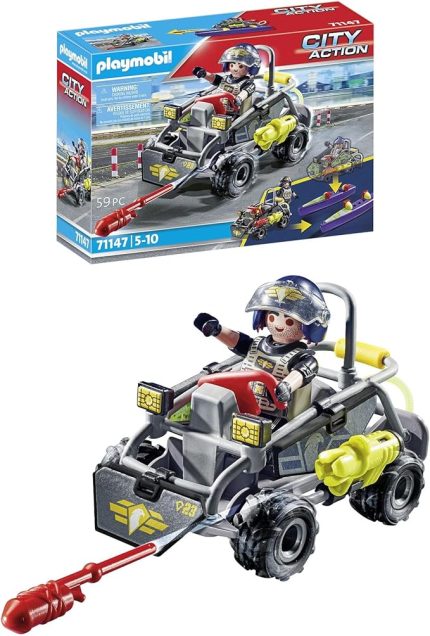 City Action 71147 Swat-Multi-Terrain-Quad, Dönüştürülebilir Sek Sürat Teknesi, 5 Yaş ve Üzeri Çocuklar İçin Oyuncak