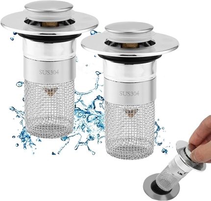 2 adet lavabo tıkacı, 34 – 40 mm evrensel Pop Up gider süzgeci, lavabo, gider süzgeci, gider tapası, saç süzgeçli tapa tezgahında gider tapası için