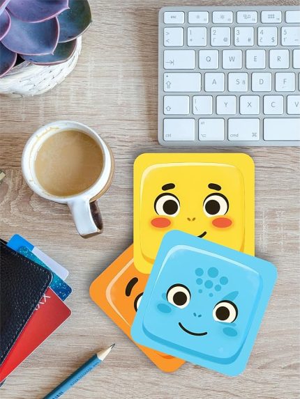 Temalı Bardak Altlığı Ahşap Baskılı Altlık 4'lü set (9 x9CM) karbonNM51