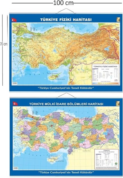 Türkiye Siyasi + Fiziki Çitalı Harita 70 x 100 Cm