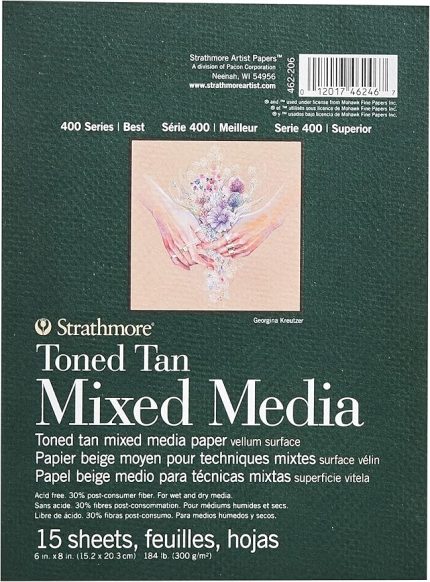 462-206 400 Serisi Toned Tan Mixed Media Pad, 15,2 x 20,3 cm, yapıştırılmış, blok başına 15 yaprak