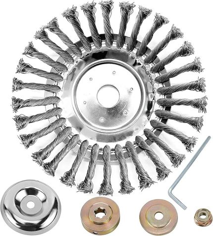 Yabani ot fırçası, yabani ot fırçası, motorlu tırpan için, 8 inç 200 x 25,4 mm delik, profesyonel çalı kesici, yabani ot derz fırçası, çelik yuvarlak fırça, yabani ot düzeltici bahçe için yabani ot