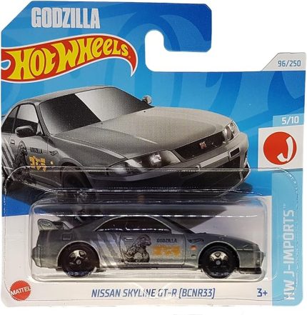 Wheels Nissan Skyline GT-R Godzilla (BCNR33) HW J-Imports 5/10 (96/250) HTD96 Gri 2024 + Kısa Kart Koruması Frikimonkey