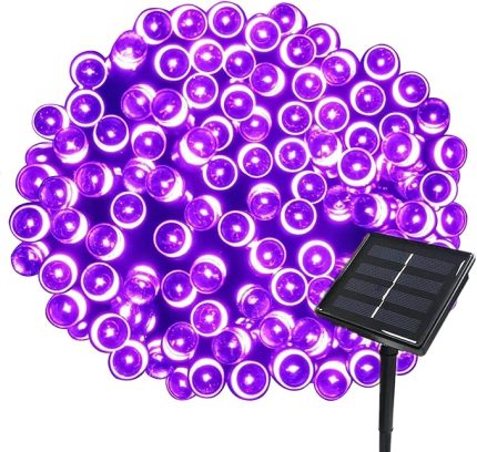 Solar bahçe ışıkları, dış mekan peri ışıkları, su geçirmez 72 ft 22 m 200 LED 8 pırıltı modu, dekoratif aydınlatma dize ışıkları ev çardak, veranda, çim süsleme için (mor)
