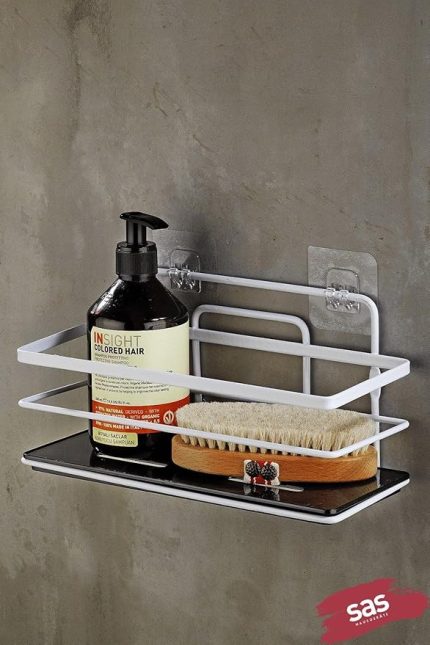 Ömür Boyu Paslanmaz Kristal Ayarlanabilir Raf Banyo Düzenleyici Şampuanlık Beyaz Lş-01 Bs