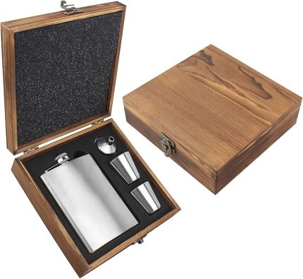 Kutulu Paslanmaz Çelik Cep Matarası Seti | 210 ml | Hediyelik Erkek Seti | Viski Matarası | Babalar Günü, Doğum Günü İçin Şık Hediye
