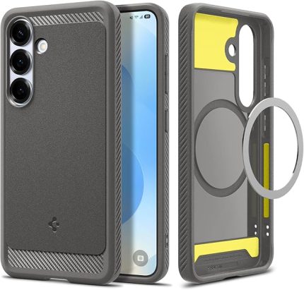 Galaxy S25 Plus Ekstra Dayanıklı Kılıf Rugged Armor Hava Kanalı Teknolojisi™ Askeri Sınıf Koruma MagFit özellikli Marble Gray Çift Katman Kapak - ACS08978