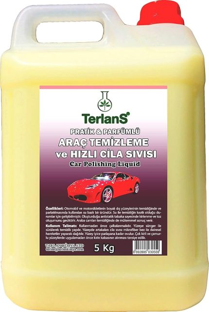 Araç Temizleyici Parlatıcı Hızlı Cila 5 Kg | Boyalı Alan & Plastik Aksam | Parfümlü | + Mikrofiber Bez