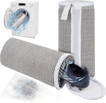 2 adet ayakkabı torbası, çamaşır makinesi, ayakkabı yıkama torbası, ayakkabı yıkama torbası, 360° temizleme tüyü ve fermuar, tekrar kullanılabilir file ayakkabı, çamaşır torbası, çamaşır