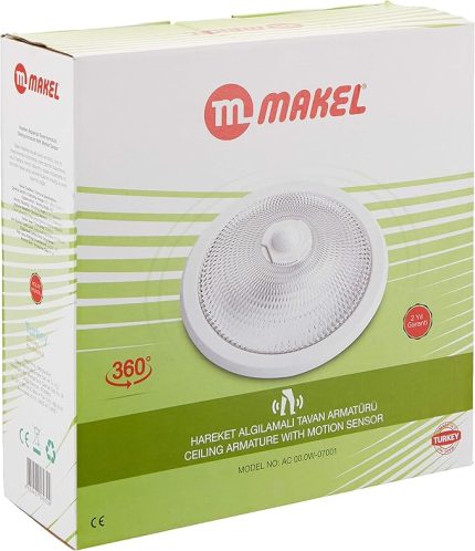 360° Hareket Algılamalı Tavan Armatürü, Beyaz