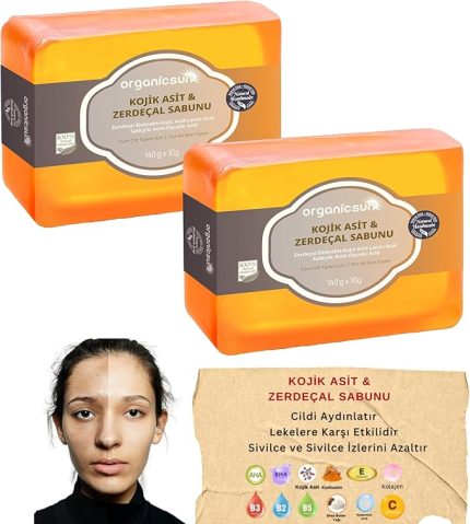 Asit & Zerdeçal Sabunu 2 ADET x 140 Gr Leke ve Sivilce Karşıtı Kojic Acid - Kolajen - AHA BHA - C Vitamini - Hyaluronic Acid - Shea Butter Yağı İçerikli Aydınlatıcı Sabun