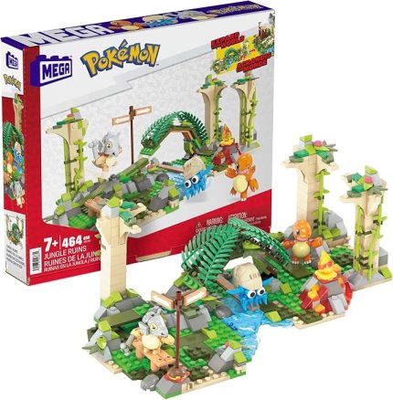 brands Bloks Pokémon Orman Harabeleri yapı seti ile diğer dünyalara bağlanabilen 464 uyumlu yapı bloku ve parça, 7 yaş ve üzeri için HDL86