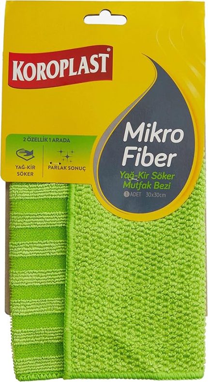 Mikrofiber Yağ & Kir Sökücü Mutfak Bezi Tekli, Çift Taraflı Hızlı Kuruyan Mikrofiber Mutfak Temizlik Bezi 30x30 cm, Tüy ve Çizik Bırakmayan Ev, Ocak ve Fırın için Yağ ve Kir Sökücü Tasarım