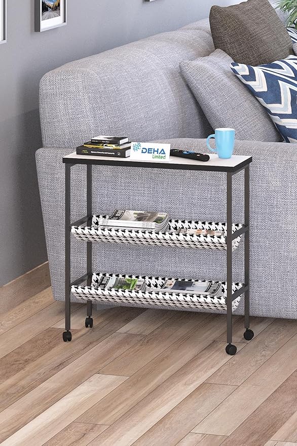 Dergilik Kumaş Raflı Çanta Gazetelik Kitaplık Çok Amaçlı Koltuk Yan Sehpa Sunumluk - Görsel 4