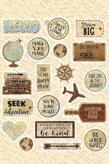 Old Retro Ülkeler Bavul Tipi Etiket, Laptop, Ipad, Defter, Kitap, Planlayıcı Sticker Seti