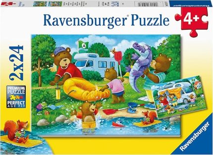 2x24 Parçalı Puzzle Ayı Ailesi Kampta