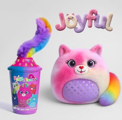 Sürpriz Peluş Kedi - 5 Koleksiyonluk Karakter, Gökkuşağı Kuyruklu, Yumuşacık & Güvenli Oyuncak, Çocuklar İçin Karne Hediyesi | Tatil Hediyesi | Doğumgünü Hediyesi, Eğlenceli arkadaşı