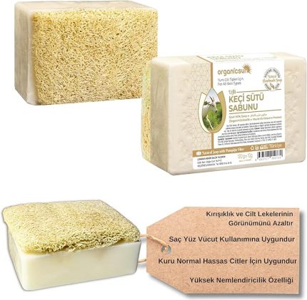Doğal Kabak Lifli Keçi Sütü Sabunu 120 Gr Tüm Cilt Tipleri İçin Nemlendirici ve Yenileyici