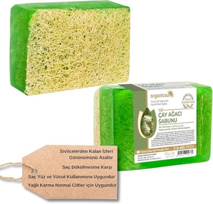 Kabak Lifli Çay Ağacı Sabunu 120 Gr Tüm Cilt Tipleri İçin Sivilce ve Siyah Nokta Karşıtı