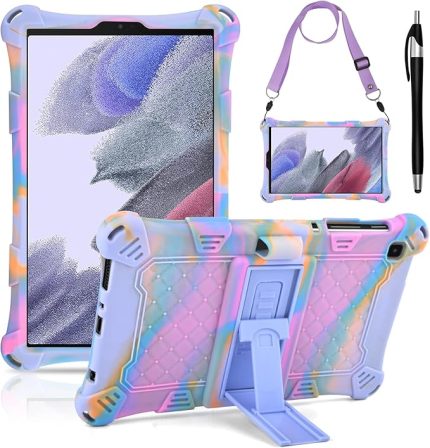 Kılıfı için Samsung Galaxy Tab A7 Lite 8.7 inç (SM-T220/T225), çOcuk Kılıfı için Galaxy Tab A7 Lite 8.7 inç, Kalem ve Omuz çAntası ile Lateks Tablet Kılıfı