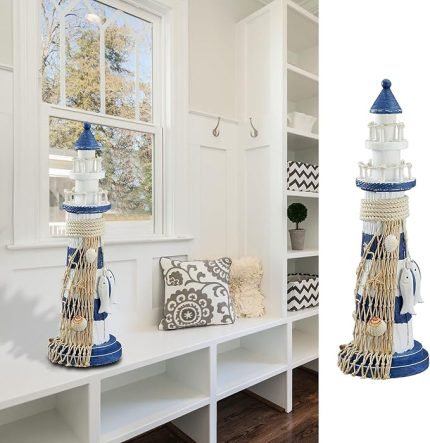 Deko Ahşap deniz feneri 33 cm Balık